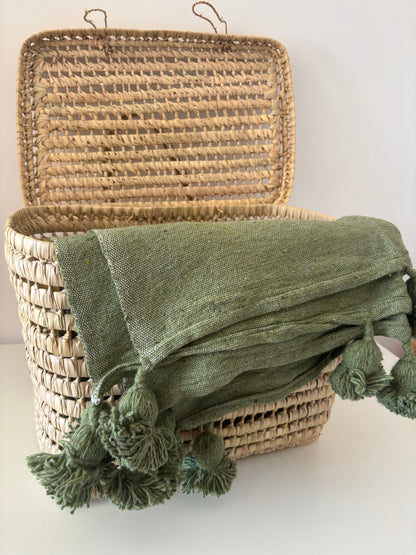 PLAID A POMPOM COULEUR UNI