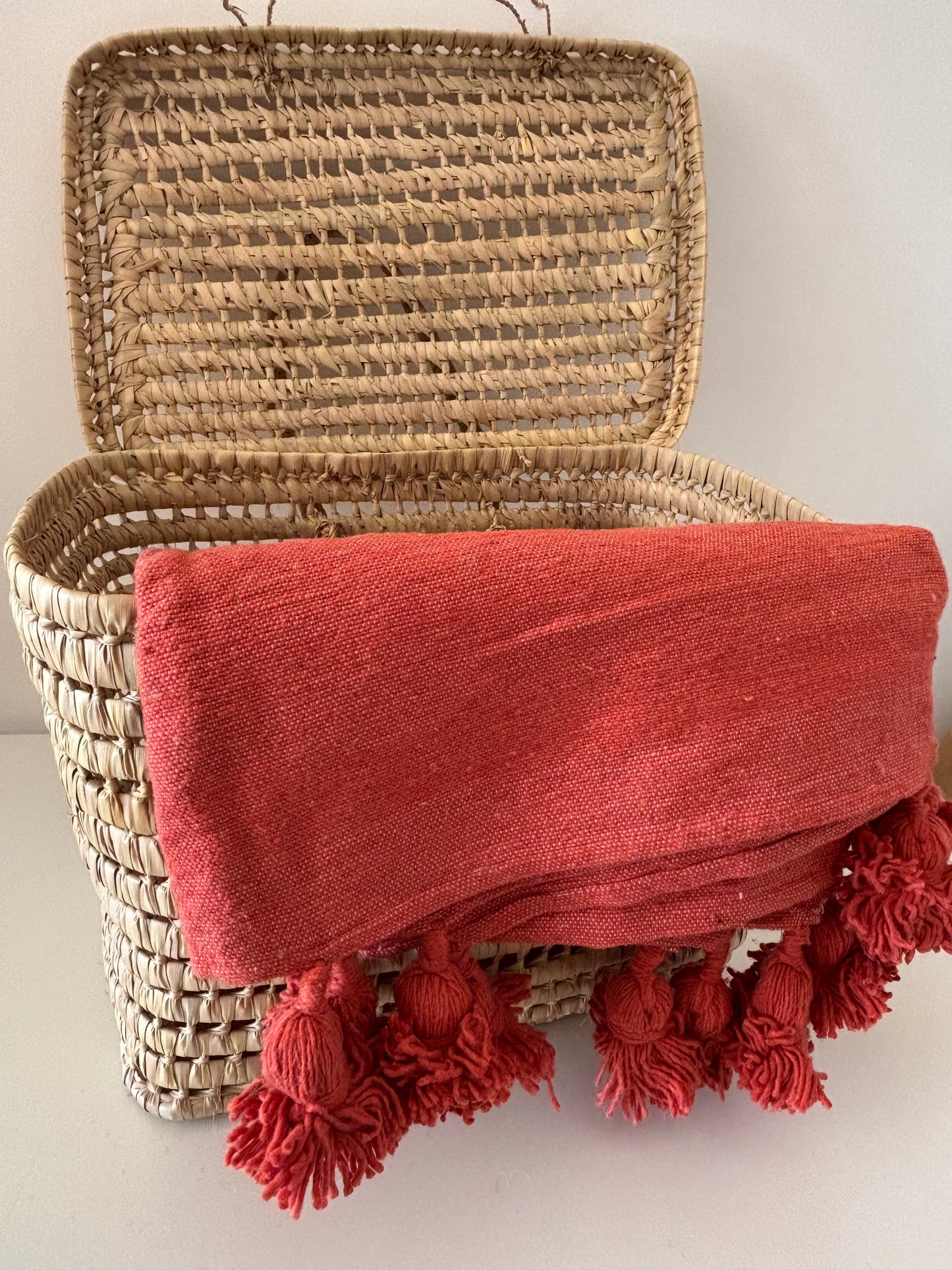 PLAID A POMPOM COULEUR UNI