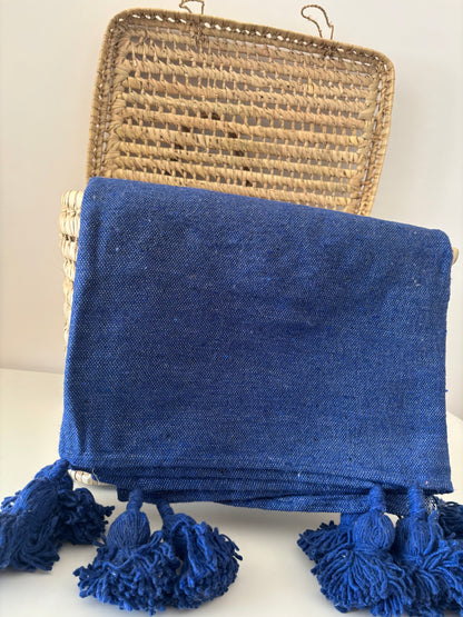 PLAID A POMPOM COULEUR UNI