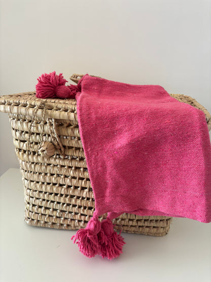 HOUSSE DE COUSSIN A POMPOM UNI