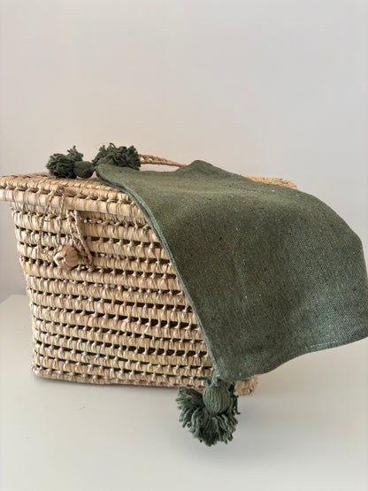 HOUSSE DE COUSSIN A POMPOM UNI