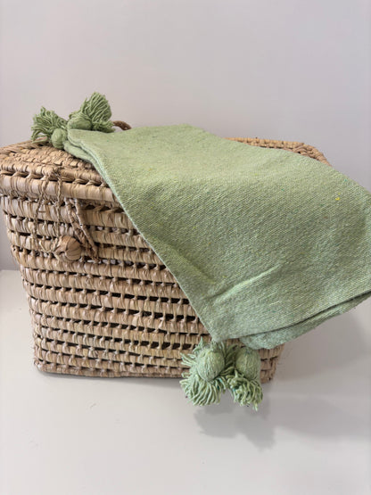 HOUSSE DE COUSSIN A POMPOM UNI