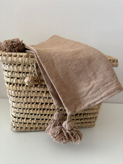 HOUSSE DE COUSSIN A POMPOM UNI